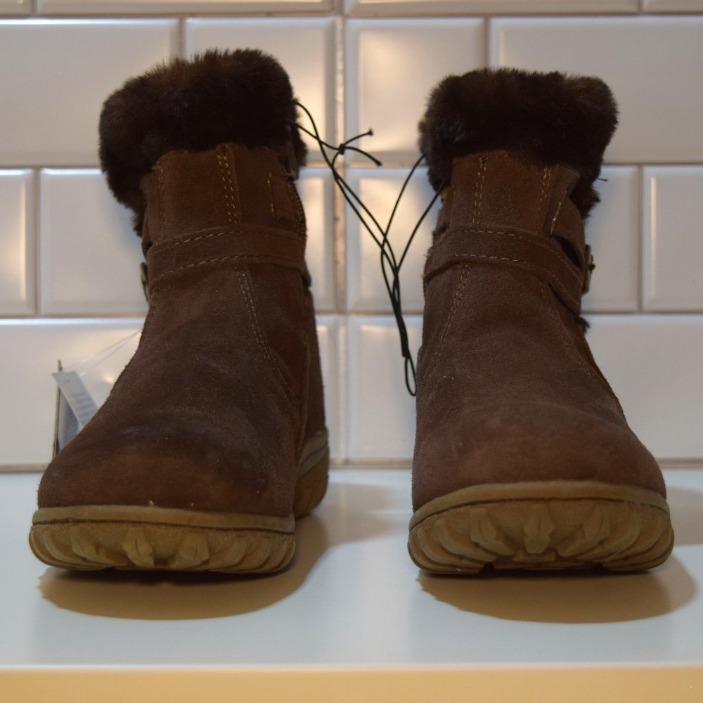 Khombu Ankle Boots Brown Faux Fur 7M